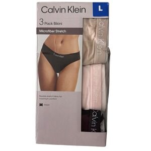 Calvin‎ Klein Bikini Underwear Womens Large Multi NEW 3 Pack Microfiber Stretch